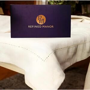 100% Pure White Linen Tablecloth | 120x60 | Elegant Hemstitch